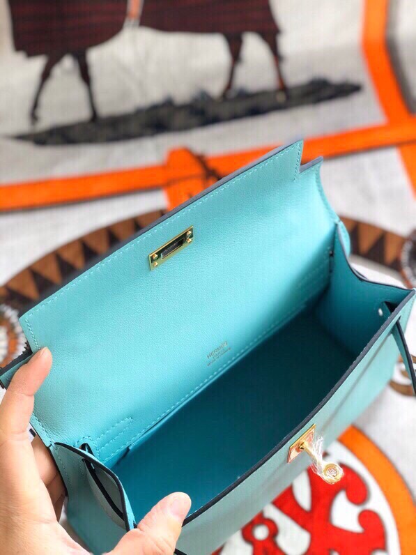 에르메스 미니 켈리백22 블루파온 금장 스위프트